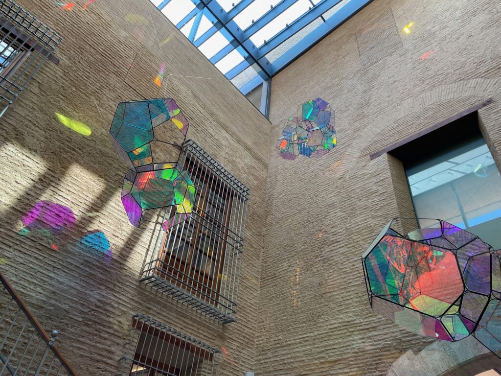 The courtyard of the Palacio de Valeriola with Olafur Eliasson’s coloured polyhedra, Centro de Arte Hortensia Herrero, Valencia
